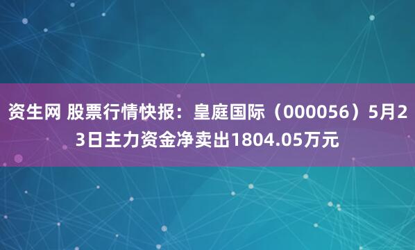 资生网 股票行情快报:皇庭国际(000056)5月23日主力资金净卖出1804.05万元