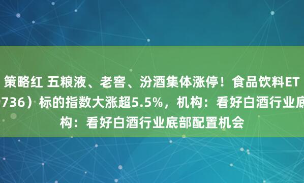 策略红 五粮液、老窖、汾酒集体涨停!食品饮料ETF天弘(159736)标的指数大涨超5.5%,机构:看好白酒行业底部配置机会